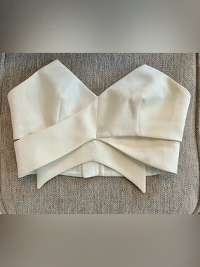 KEEPSAKE the Label Ivory Strapless Peplum Crop Top